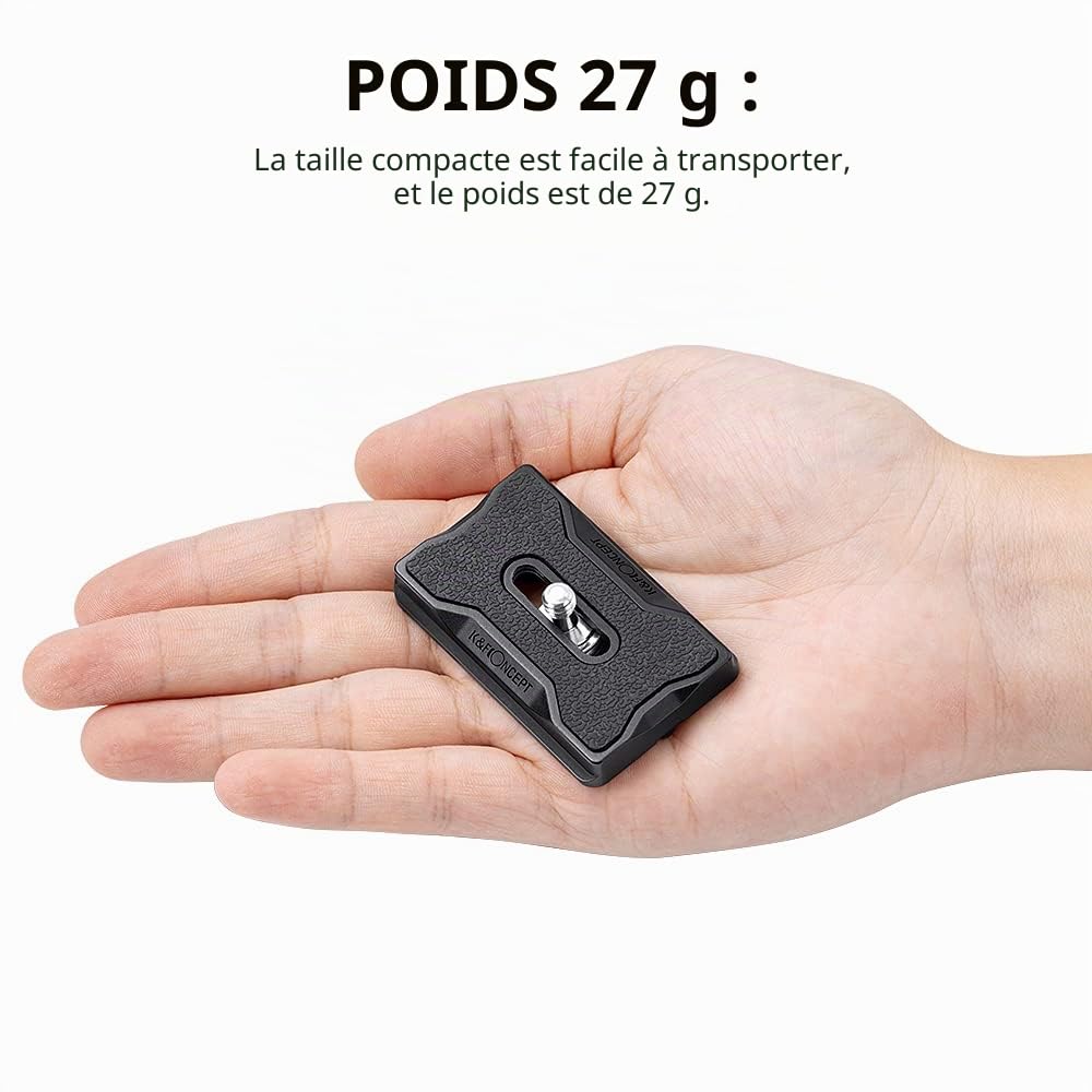 K&F Concept Lot 2 Plaques Rapides 1/4" Aluminium | Adaptateur plaque dégagement, pour DSRL et rotule trépied - TP12
