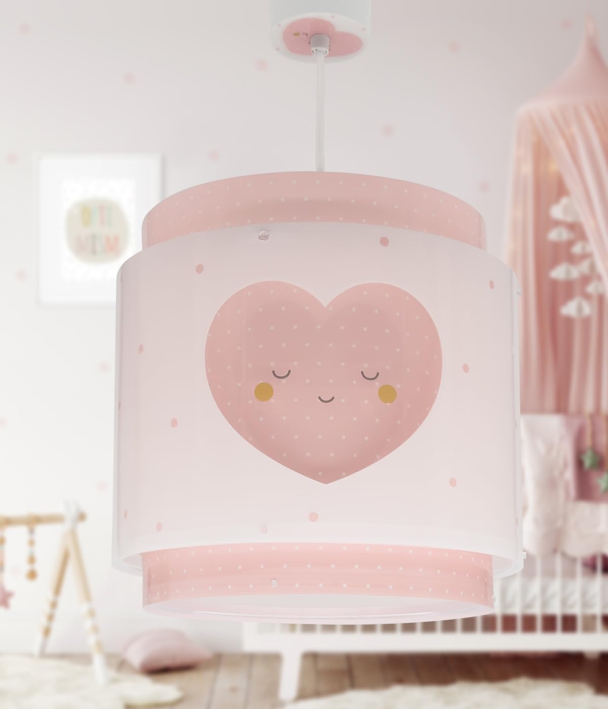 Dalber Lámpara Techo Colgante Infantil Corazones Rosa 76012MS E27 | Incluye difusor de luz inferior extraible; Habitación niña;