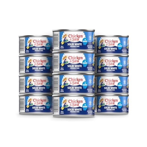 Chicken of the Sea Solid White Premium Albacore Tuna in Water, Wild Caught Tuna, 12 oz. Can (Pack of 12)