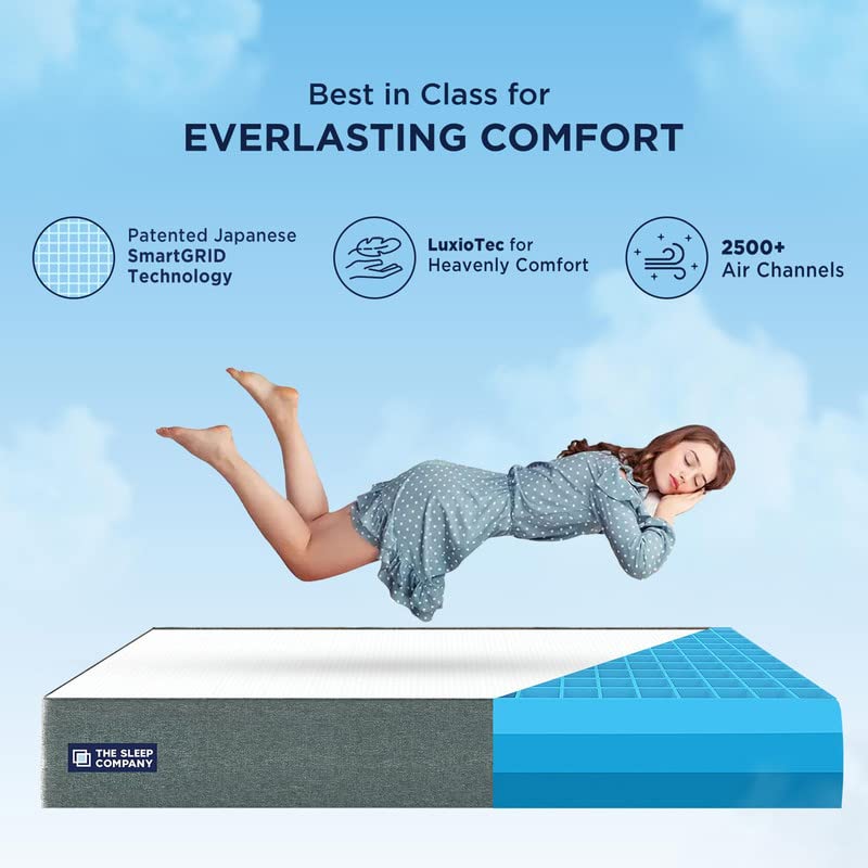 Image of The Sleep Company SmartGRID Luxe 8 Inch Mattress Single Size for Luxury Comfort with Soft Feel | 10 Years Warranty | Luxury Mattress Single Bed with Patented Japanese SmartGRID Technology | 78x36x8