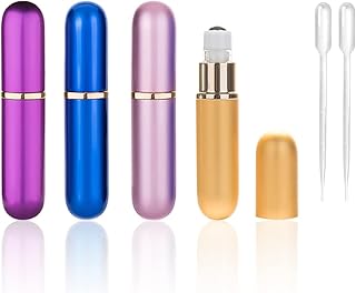 Zosppei 4 PCS Roller Bottles for Oils,6ml Essential Oil Roller Bottles, Roll-on Bottles with Stainless Steel Roller Balls, Portable Refillable Perfume Roller Bottles for Essential Oils