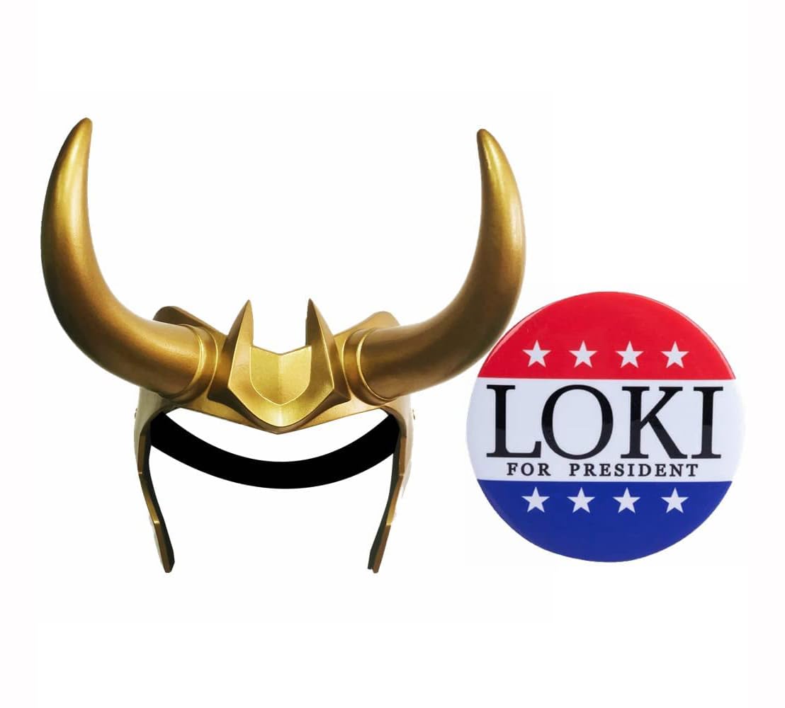 Superhero Helmet Horns Cosplay, 2021 TV Series Movie Thor Ragnarok Crown Mask Cosplay Halloween Costume Accessories Helme Badge One Size for Adult Teens