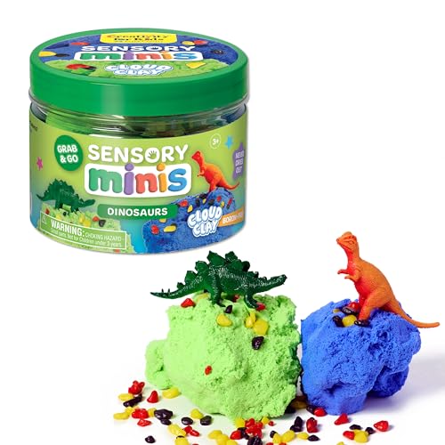Creativity for Kids Sensory Minis Dinosaur Kit | Cloud Clay Sensory Toy for Toddlers | Squish Scoop & Discover Dinosaur Figures | Screen Free Summer Supplies for Travel Activities (Ages 3+)