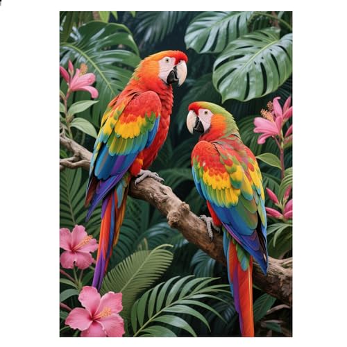 JISHSHAY Diamond Painting Rond Perroquet Jungle Diamant Painting Perles Rondes Animaux Peinture Diamant Bricolage Adulte Broderie Puzzle Adulte Point de Croix...