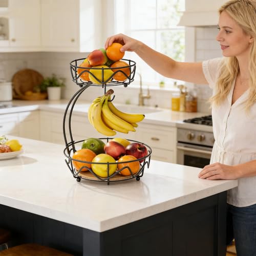 Corbeille à fruits en fer double niveau pour petits espaces - 6