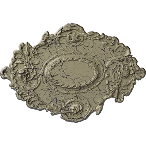 Ekena Millwork CM30KICSC - 30 3/8"W x 20 3/4"H x 1"P Kinsley Flowing Leaf Ceiling Medallion - Ceiling Medallion, Castle Stone Crackle