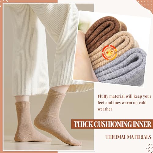 Image of Velice Wool Socks for Women Merino Wool Boot Hiking Thick Thermal Warm Winter Crew Cushion Cozy Work Socks 5 Pairs