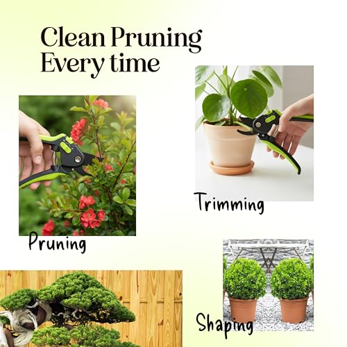 Image of Ultra Sharp Pruning Shears Hedge Clipper - Cuts 3X Easier, Dual-Size Opening, Weak Hand Arthritis Clippers, Rust-Resistant Pruner, Effortlessly Cuts