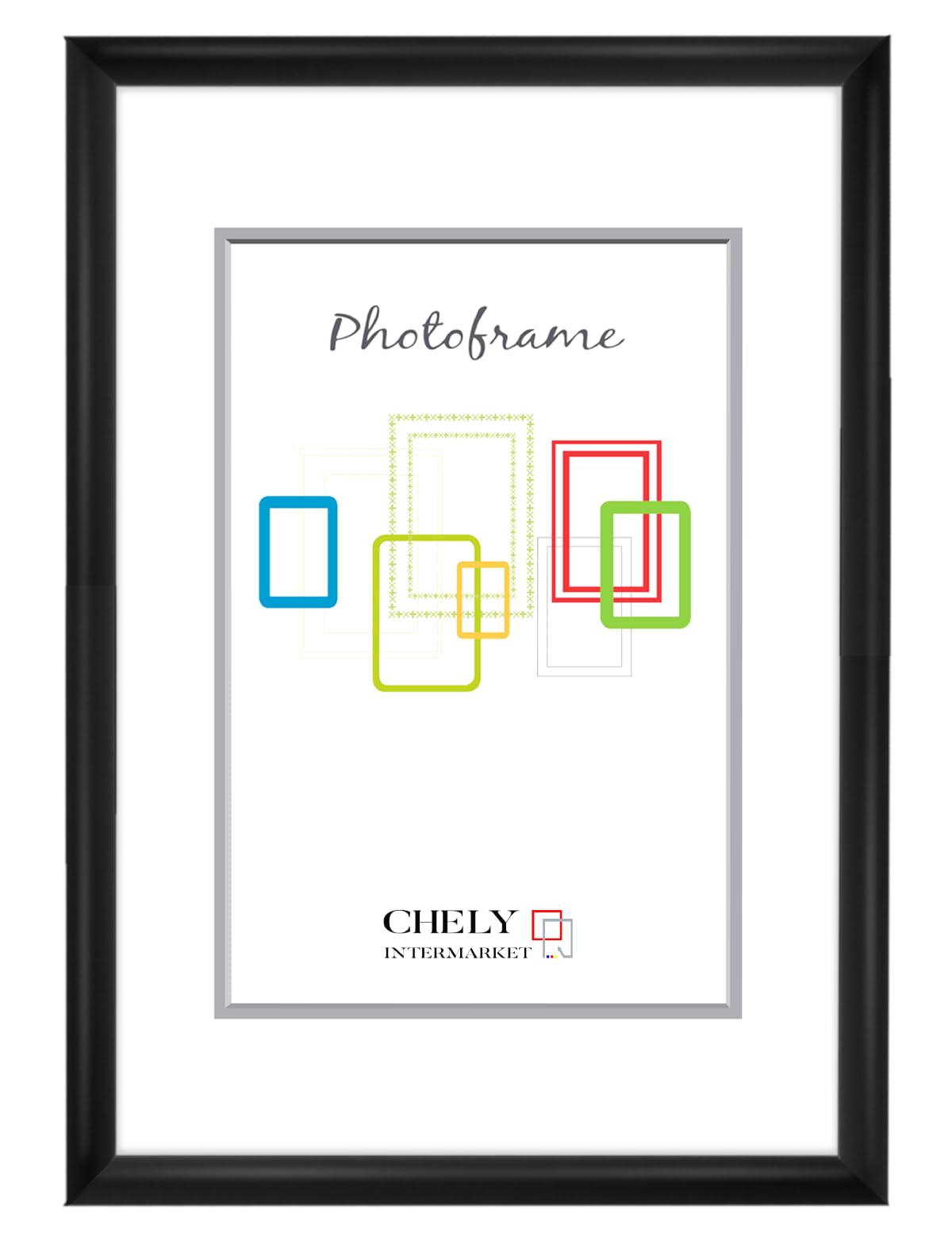 Chely Intermarket | 35C1D | Marco de Foto grande 50x70cm (Negro) MOD-280 Estilo minimalista. Ideal para fotografías, títulos universitarios y certificados. Perfil con forma redondeada.(280-50x70-1,60)