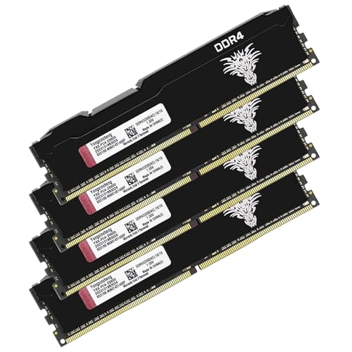 DDR4 3200MHz 64GB Kit (16GBx4) Desktop RAM PC4-25600 UDIMM Non-ECC Unbuffered 1.35V 288 Pin CL16 PC Computer Memory Upgrade Module Support XMP 2.0 Auto Overclocking (Black)