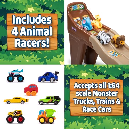 Image of Simplay3 Safari Adventure Race Track, Dual Lane Toddler Racetrack, Car Ramp Toy for Indoor or Outdoor Play, 4 Toy Animal Cars Included, Made in USA
