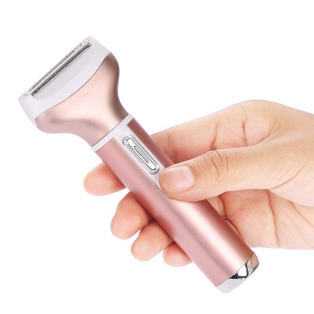 Rasoirs électriques pour Femmes, Rasoir électrique 4 en 1 pour Femmes, Tondeuse Bikini pour Femmes avec Têtes Rotatives pour Usage Facial et Nasal (Or Rose)