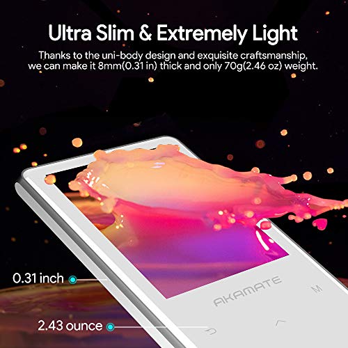 MP3 Player, 16GB Player with Bluetooth 4.2, Music Player with FM Radio, One Click Recording, 2.4" Screen, Built-in Speaker, HiFi Lossless Sound, Support up to 128GB(Earphone, Sport Armband) - Thumbnail 2