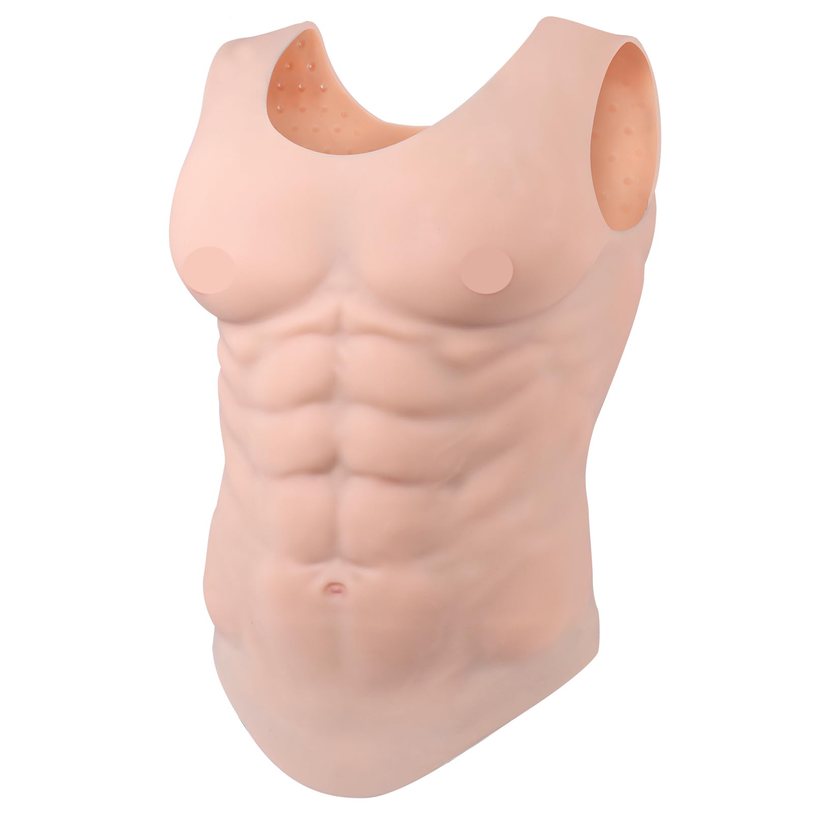 Vnmcry Silicone Muscle Suit Women Men Realistic Silicone Fake Abs Cosplay Chest Male Fake Muscle Chest Bodysuit Vest Style (without Chest Hair, S Size - Ivory White)