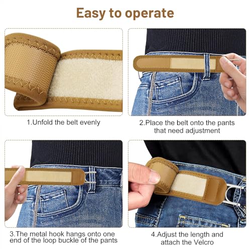 Image of 2 Pcs Buckle Less Belt for Men, Buckle Free Belt for Men, Tactical Belt Elastic Webbing with Tactical Metal Hook Elastic Belt Closure