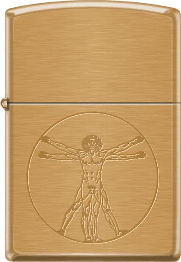 Vitruvian Man Brushed Brass Zippo Lighter