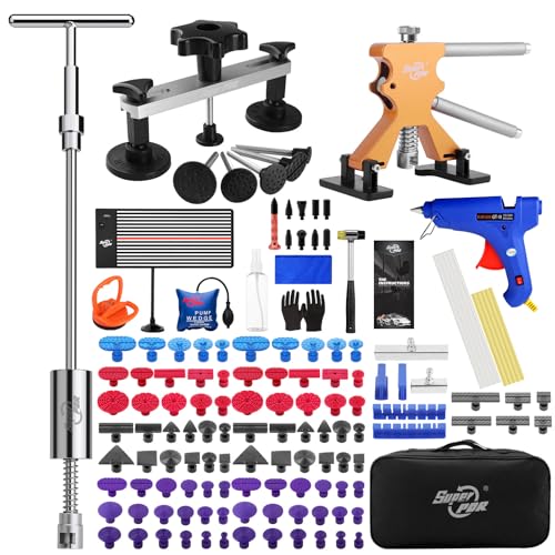 PDR TOOLS Kit De Réparation De Bosses De Voiture Avec Planche LED USB, Marteau à Inertie 2 En 1, Extracteur De Dents, Pour Les Dommages Causés Par Les