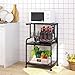 Arbuxzuy Printer Stand with Storage Shelf,3 Tier Printer Cart with Wheels,Mobile Printer Table for Home Office,Stands for Heat Press Scanner Fax,Industrial Style (Black)