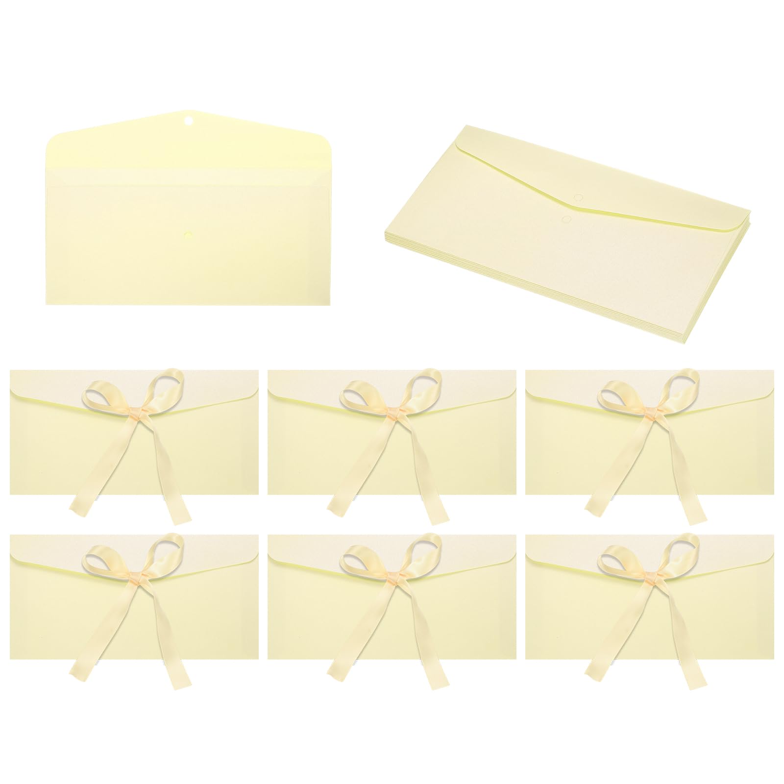 sourcing map 20 Pack Greeting Card Envelopes with Ribbon Bow Tiny Items Storage Vintage Cute Present Card Holder for Wedding Greeting Party Postcards, Light Gold 8.7" x 4" — image 1