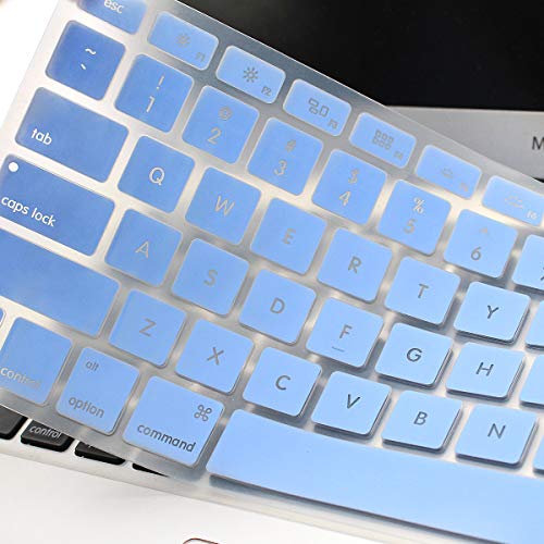 Backlit See Through Silicone Keyboard Cover Skin Compatible for MacBook Air 13 inch A1369 A1466 & 2015 or Older Versions MacBook Pro 13 15 inch with/Without Retina Display (Hollow Series Light Blue)