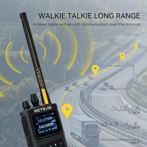 Retevis C1 Walkie Talkies Long Range, Rechargeable Ham 2 Way Radio Dual Band 1800mAh IP67 Waterproof Group Call Noice Reduction VOX, Walkie Talkies for Forest Rescue (2Pcs) (Including microphone) - Image 5
