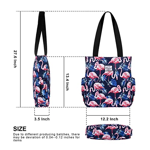 Image of KAMO Floral Tote Bag - Waterproof Lightweight Handbags Travel Shoulder Bag for Hiking Yoga Gym Swimming Travel Beach
