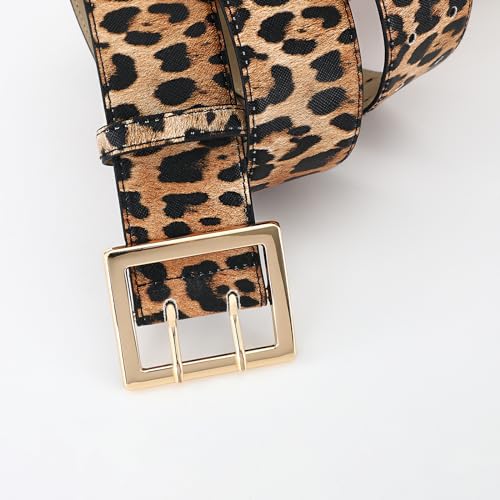 Women Wide Belts Fashion Thick Black Belt with Gold Double Prong Buckle Belt for Dresses3