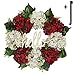 QUNWREATH Wreath for Front Door Winter Wreath Christmas Wreath Red White Hydrangea Wreath 18 Inch Handmade Wreath Hello Wreath Farmhouse Wreath Rustic Wreath