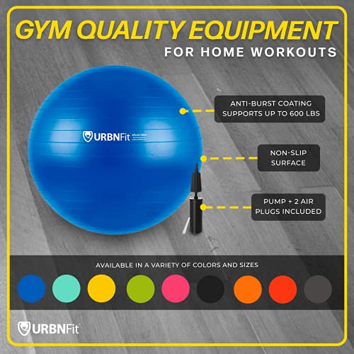 Exercise Ball (65 CM) for Stability & Yoga - Workout Guide Incuded - Professional Quality (Blue) - Image 3