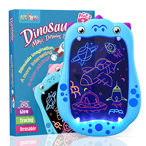 Diyfrety Dinosaurios Juguetes Niño 3 4 5 6 7 8 9 10 Años, Pizarra Luminosa Regalos Niño 3-6 Años Tablet Para Dibujo Niños 6-10 Años Juguetes Pizarra Mágica Infantil Juguetes Regalos para Niños