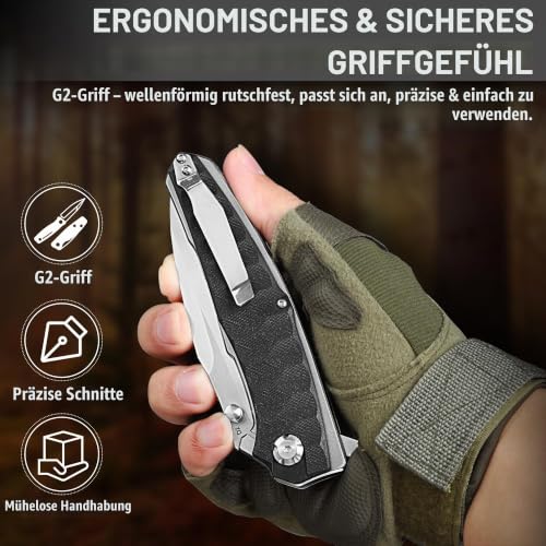 TIVOLI Praktisches Klappmesser mit stabiler Verriegelung, Outdoor Werkzeugmesser für Camping, Wandern und praktische Tätigkeiten – Ansicht 4