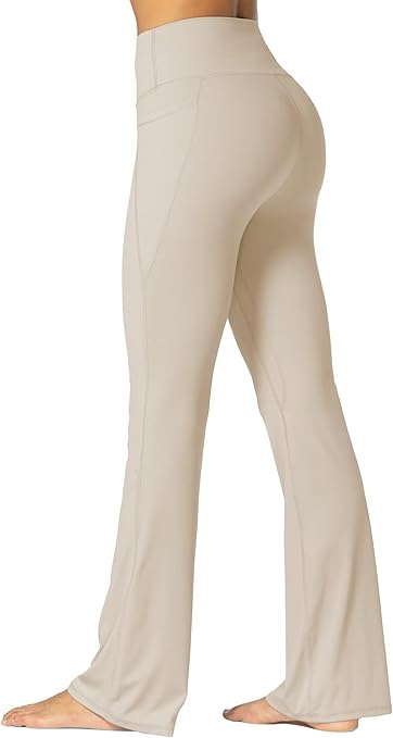 Sunzel Sunzfly Women's Mini Flare Leggings with Pockets High Waisted Tummy Control Yoga Pants Bootcut Workout Gym Casual