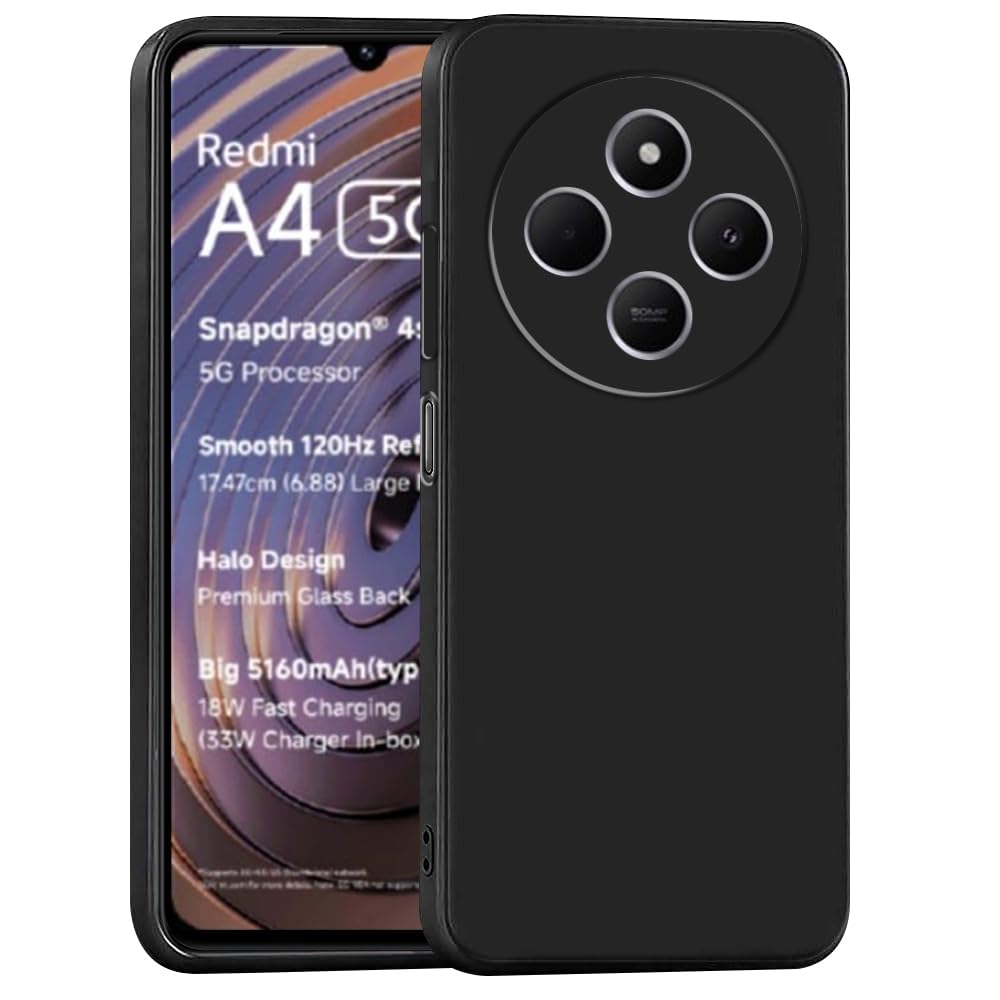Amazon Brand-Solimo Mobile Cover for Mi Redmi A4 5G / 14C 5G / 14R 5G / Poco C75 5G / M7 5G (Soft, Matte Finish Liquid Silicone Case & Flexible Back case), Black Amazon Brand-Solimo Mobile Cover for Mi Redmi A4 5G / 14C 5G / 14R 5G / Poco C75 5G / M7 5G (Soft, Matte Finish Liquid Silicone Case & Flexible Back case), Black