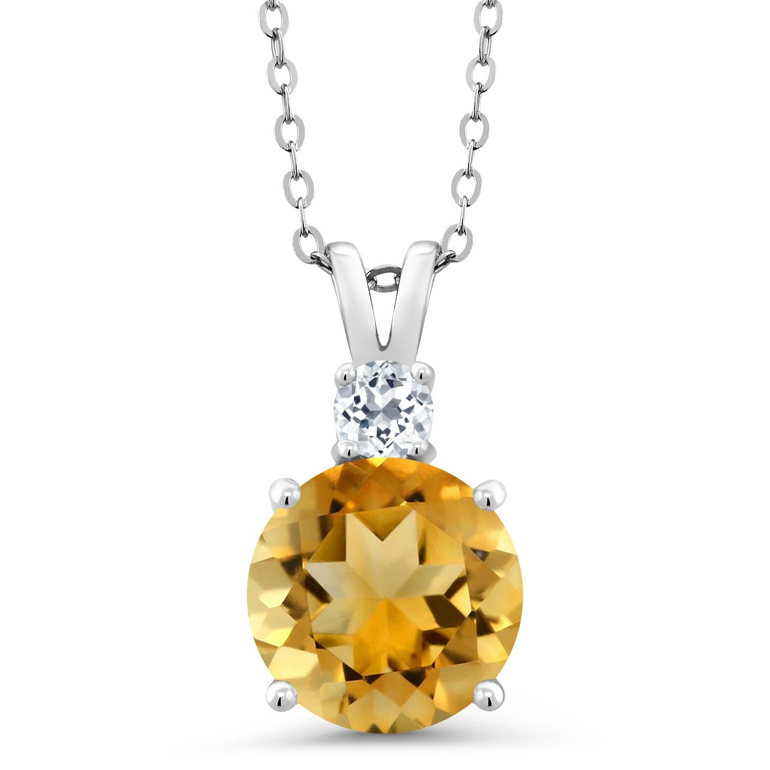 Amazon | [Gem Stone King] 3.74カラット 天然 シトリン ネックレス 