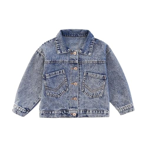 Girls Jeans Jacket Motorcycle Long Sleeve Button Down Fall Kids Denim Coat with Pocket Y2K Retro Streetwear Clothes