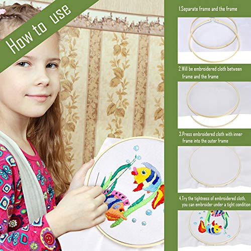image for Caydo 12 Pieces 8 Inch Embroidery Hoops, Cross Stitch Hoop Ring for Ar