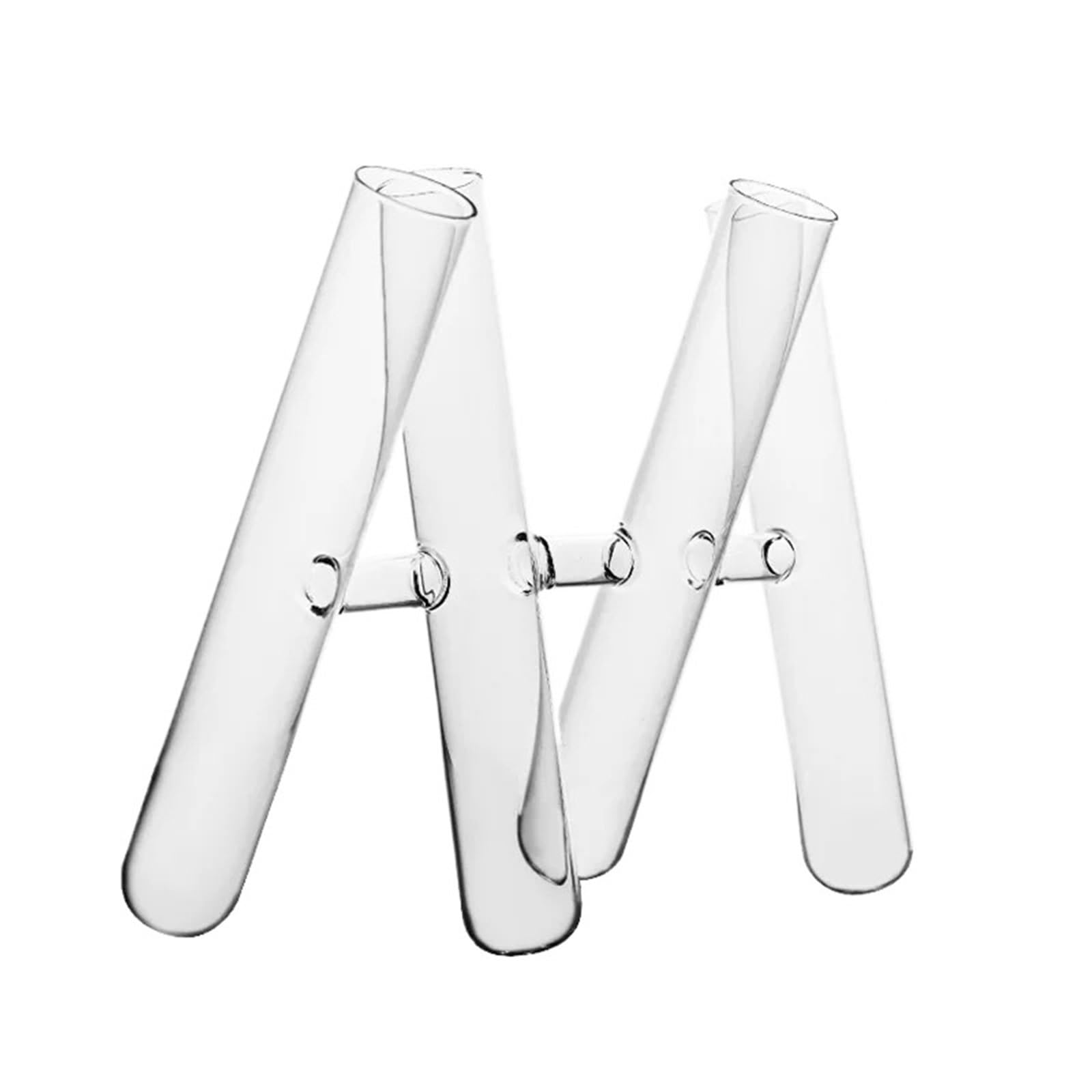 QuxetlRyz Glass Hydroponic Vase Artistic Glass Bend Pipe Flower Vase Small Diameter Hydroponic Container Simple Living Room Decoration Accessories(4 section test tube vase)