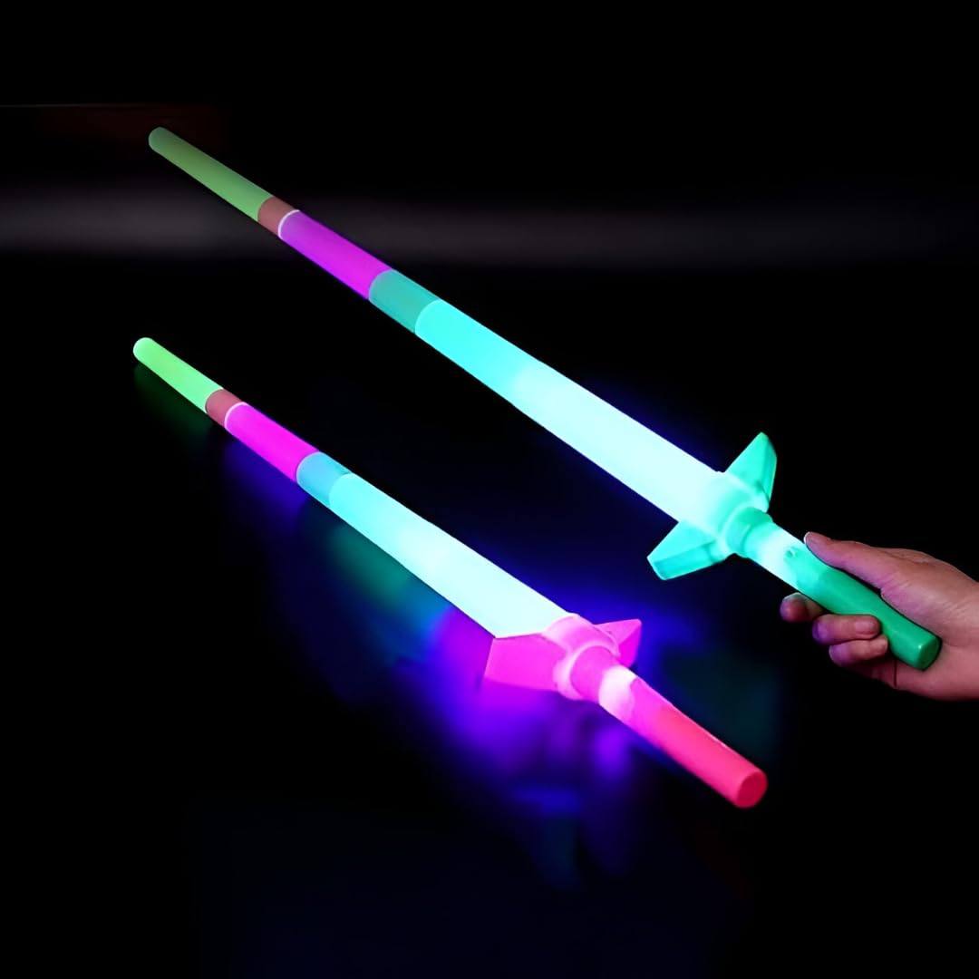 MAPPERZ Sword Design LED Lights, Dark Flashing Sword Stick Light Toys for Kids, LED Talwar Light for Fun, Entertainment, Dancing, Party Boys and Girls Gift (Pack of 2)