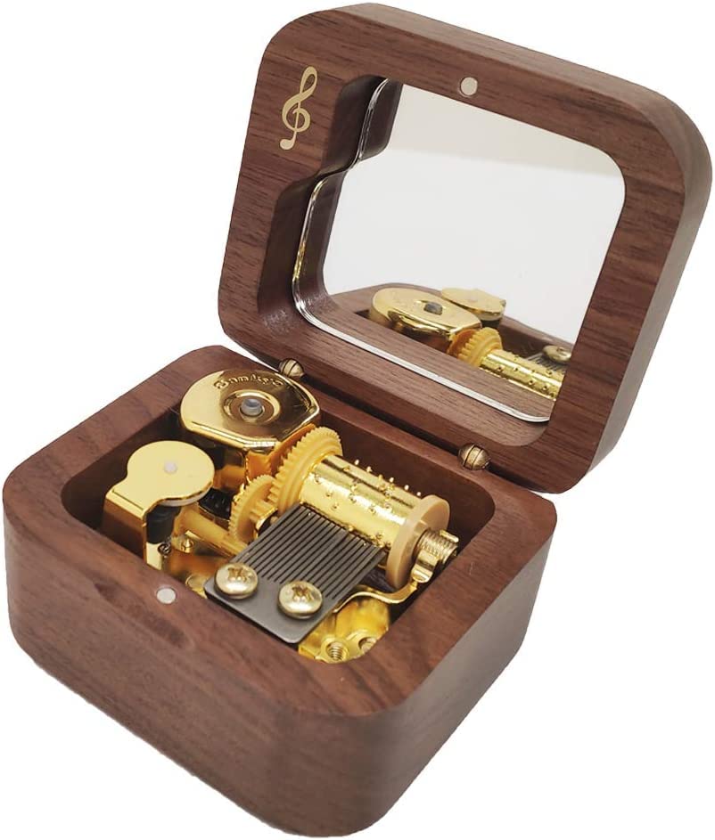 Teykst Princess Mononoke Music Box Natural Wood Mini Size Wind Up Wooden Musical Box Decoration Collection Keepsake Gift for Girls Boys