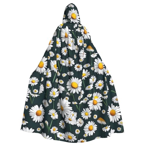 WHJSSF Capa con capucha para adultos con estampado de margaritas y flores, para Halloween, súper grande, sin cremallera
