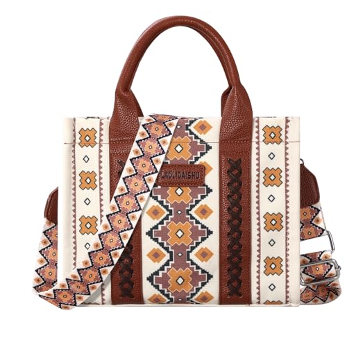 Outplea Sac à Bandoulière Boho, Sac à Main Chic pour Femme avec Fermeture Éclair, Sacs a Main Rétro Bohème avec Poignée Supérieure Bandoulière Amovible pour...