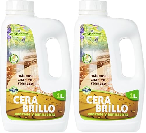 Monestir Cera Brillo Suelos Mármol - Terrazo - Granito 1L (Paquete de 2)