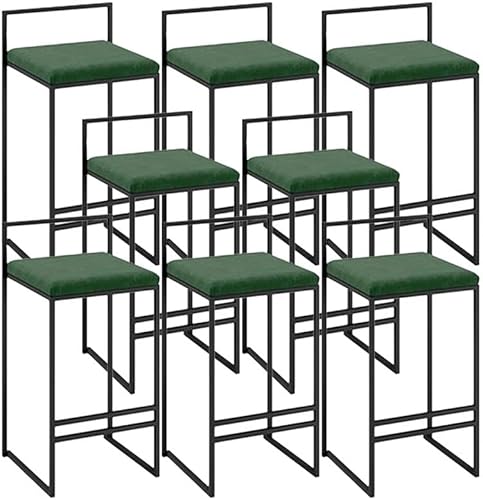 CraftThink Counter Stool, Contemporary Metal Barstool Fabric Upholstered Counter Stool with Metal Base for Shop bar Home- 8 Pieces Blackish Green Short Stool(30" H)