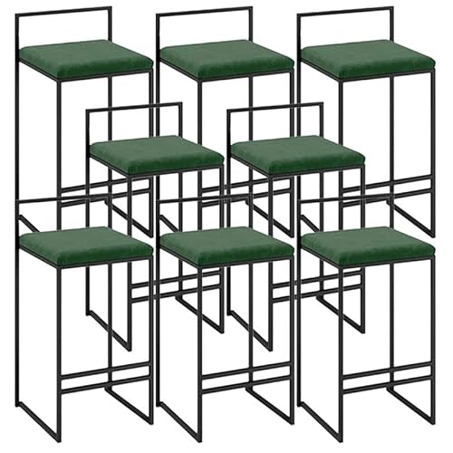 Craftthink Counter Stool, Contemporary Metal Barstool Fabric Upholstered Counter Stool With Metal Base For Shop Bar Home- 8 Pieces Blackish Green Short Stool(30" H) #TOP2
