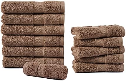5 Piece Beige Bath Towel Set, 100% Combed Cotton Towels, Shower Towel, 600 GSM Luxury Bath Towels, Plush and Absorbent Bathroom Towel Set, (1 Bath Towel 2 Hand Towels 2 Washcloths) - Beige