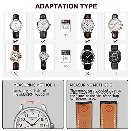 Image of Moran Genuine Leather Watch Band 18mm 19mm 20mm 21mm 22mm 23mm 24mm Calf Grain Watch Strap for Men and Women