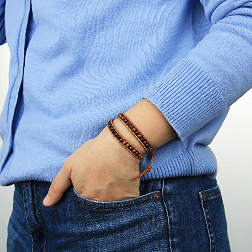 Image of KELITCH Double Wrap Bracelet Women Hand-Braided Turquoise Beads Bracelets Boho Leather Bracelets Bangle