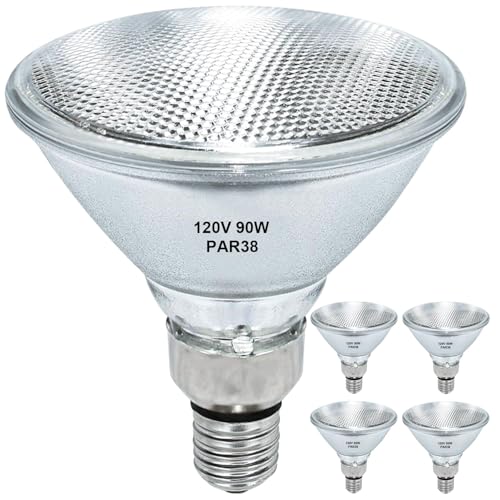 Halogen Flood Light 120V 90W, Dimmable PAR38 90W Light Bulbs for Indoor and Outdoor, E26 Medium Base, Warm White, High Output Reflector Flood Lights, 4Pack
