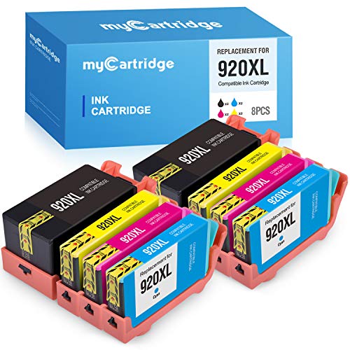 MYCARTRIDGE Compatible Ink Cartridge Replacement for HP 920XL 920 for Officejet 6500A Plus 6500 6000 7500A 7000 (2 Black, 2 Cyan, 2 Magenta, 2 Yellow, 8-Pack)