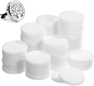 Cabilock Aroma Pendant Pads Refill 50 Pcs Essential Oil Diffuser Replacement Cotton Sheets 0.86X0.86 Inch for Necklace Lockets Home Car Fragrance Accessories